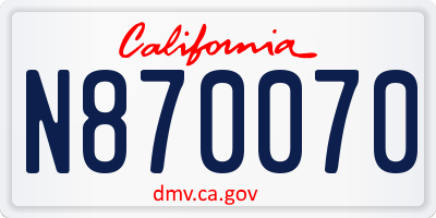 CA license plate N870070