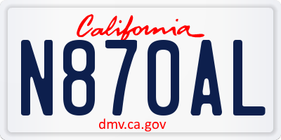 CA license plate N870AL