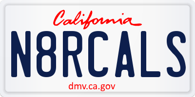 CA license plate N8RCALS