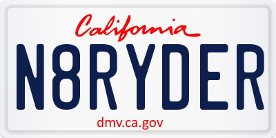 CA license plate N8RYDER