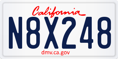 CA license plate N8X248