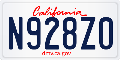 CA license plate N928Z0