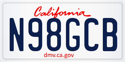 CA license plate N98GCB