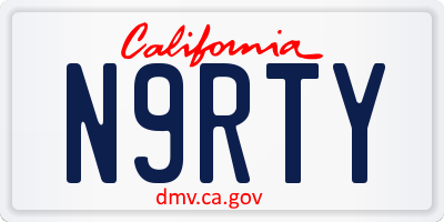 CA license plate N9RTY