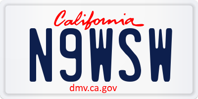 CA license plate N9WSW