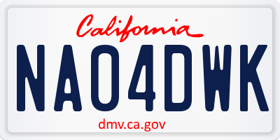 CA license plate NA04DWK