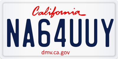 CA license plate NA64UUY