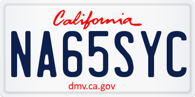 CA license plate NA65SYC