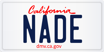 CA license plate NADE