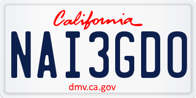 CA license plate NAI3GDO