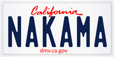 CA license plate NAKAMA