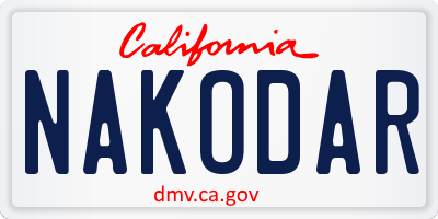 CA license plate NAKODAR