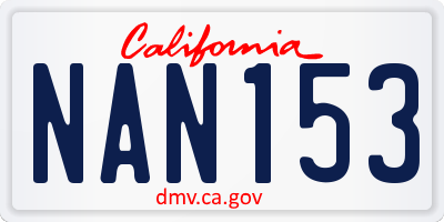 CA license plate NAN153