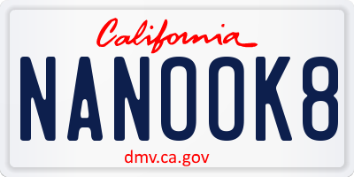 CA license plate NANOOK8
