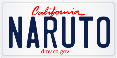 CA license plate NARUTO