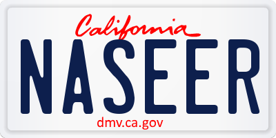 CA license plate NASEER