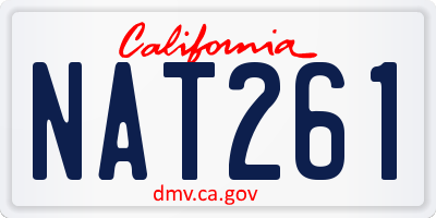 CA license plate NAT261