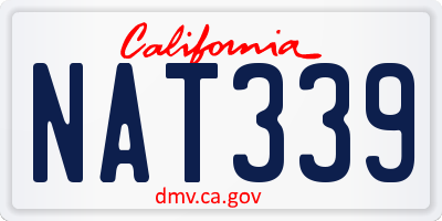 CA license plate NAT339