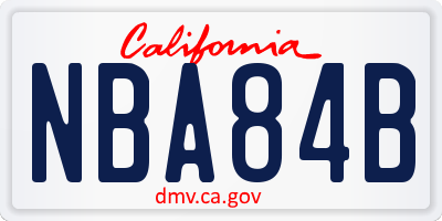 CA license plate NBA84B