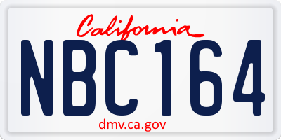 CA license plate NBC164