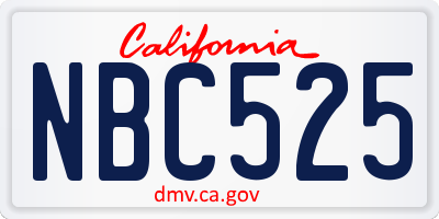 CA license plate NBC525