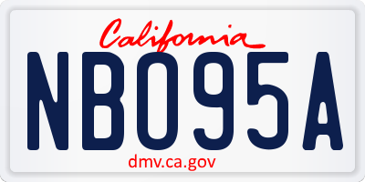 CA license plate NBO95A