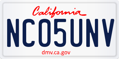 CA license plate NC05UNV