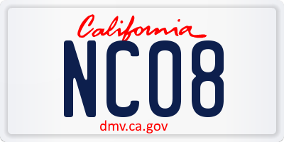 CA license plate NC08