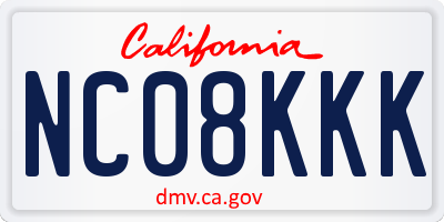 CA license plate NC08KKK