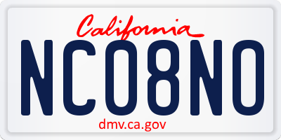 CA license plate NC08NO