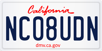 CA license plate NC08UDN