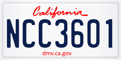 CA license plate NCC3601