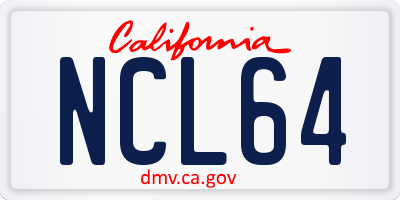 CA license plate NCL64
