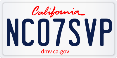 CA license plate NCO7SVP