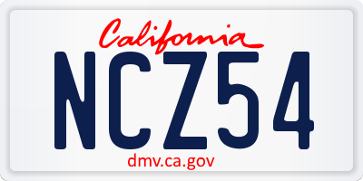 CA license plate NCZ54