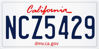 CA license plate NCZ5429