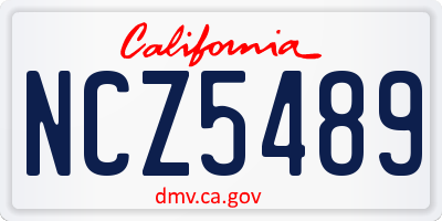 CA license plate NCZ5489