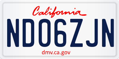 CA license plate ND06ZJN