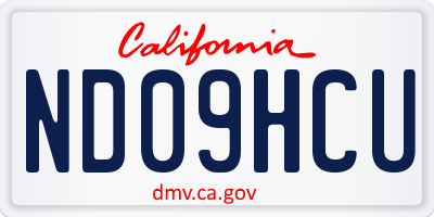 CA license plate ND09HCU