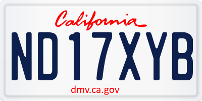 CA license plate ND17XYB