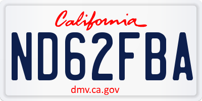 CA license plate ND62FBA