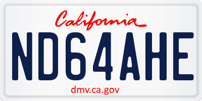 CA license plate ND64AHE