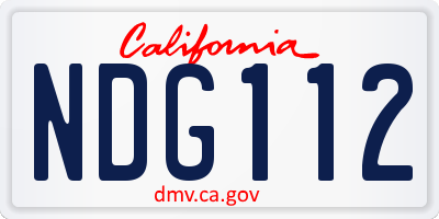 CA license plate NDG112