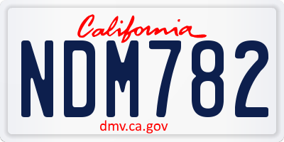 CA license plate NDM782