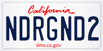 CA license plate NDRGND2