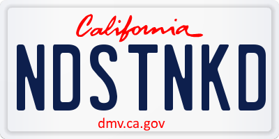 CA license plate NDSTNKD