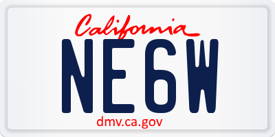 CA license plate NE6W