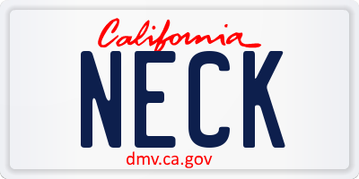 CA license plate NECK