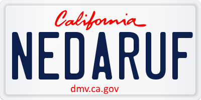 CA license plate NEDARUF