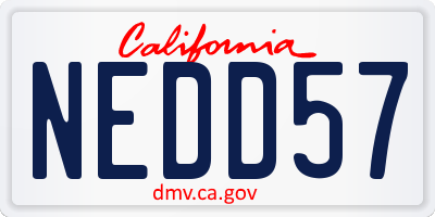 CA license plate NEDD57